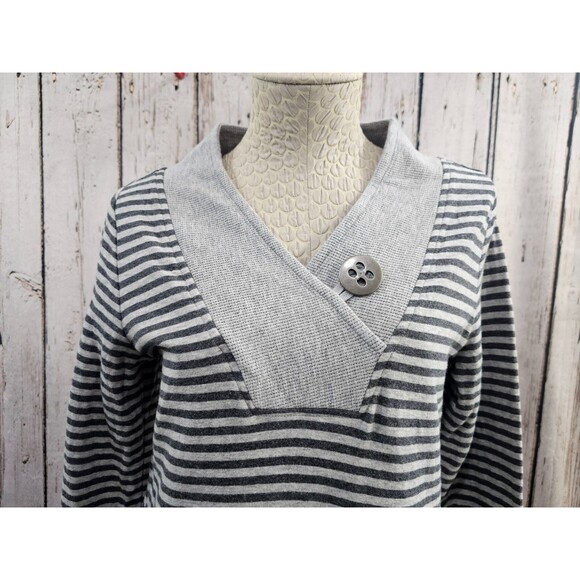 SOFT SURROUNDINGS Women's Medium Striped Chill Time Casual Sweatshirt Dress - Picture 2 of 9